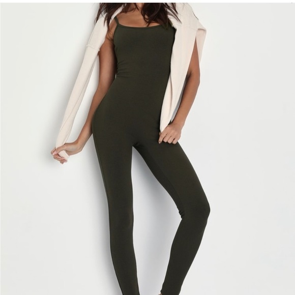 Lulus Pants - NWT Lulus Hunter Green Ribbed Jumpsuit